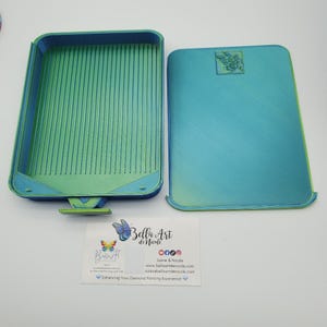 Bandeja para pintura de diamantes con tapa - Accesorio de taladro impreso en 3D apilable MAX Blue Green