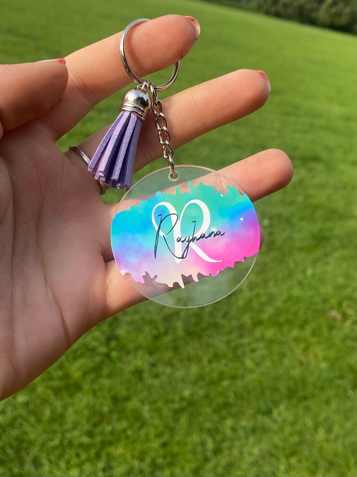 Personalised custom acrylic keyrings / rainbow keyring / Etsy