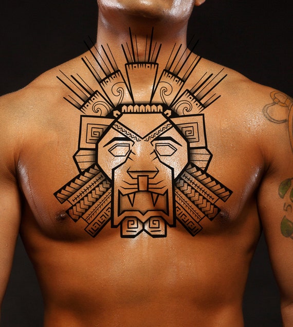 aztec chest tattoos designs