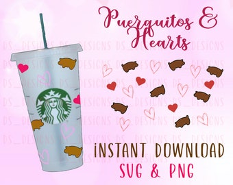 Puerquitos & Corazones Instant Download SVG y PNG, Valentines Day SVG, Mexican Bread, Hearts, Digital Download Cricut, Pan Dulce svg