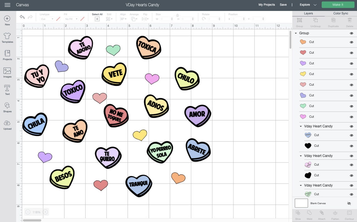 Candy Hearts in Spanish Instant Download SVG and PNG Etsy