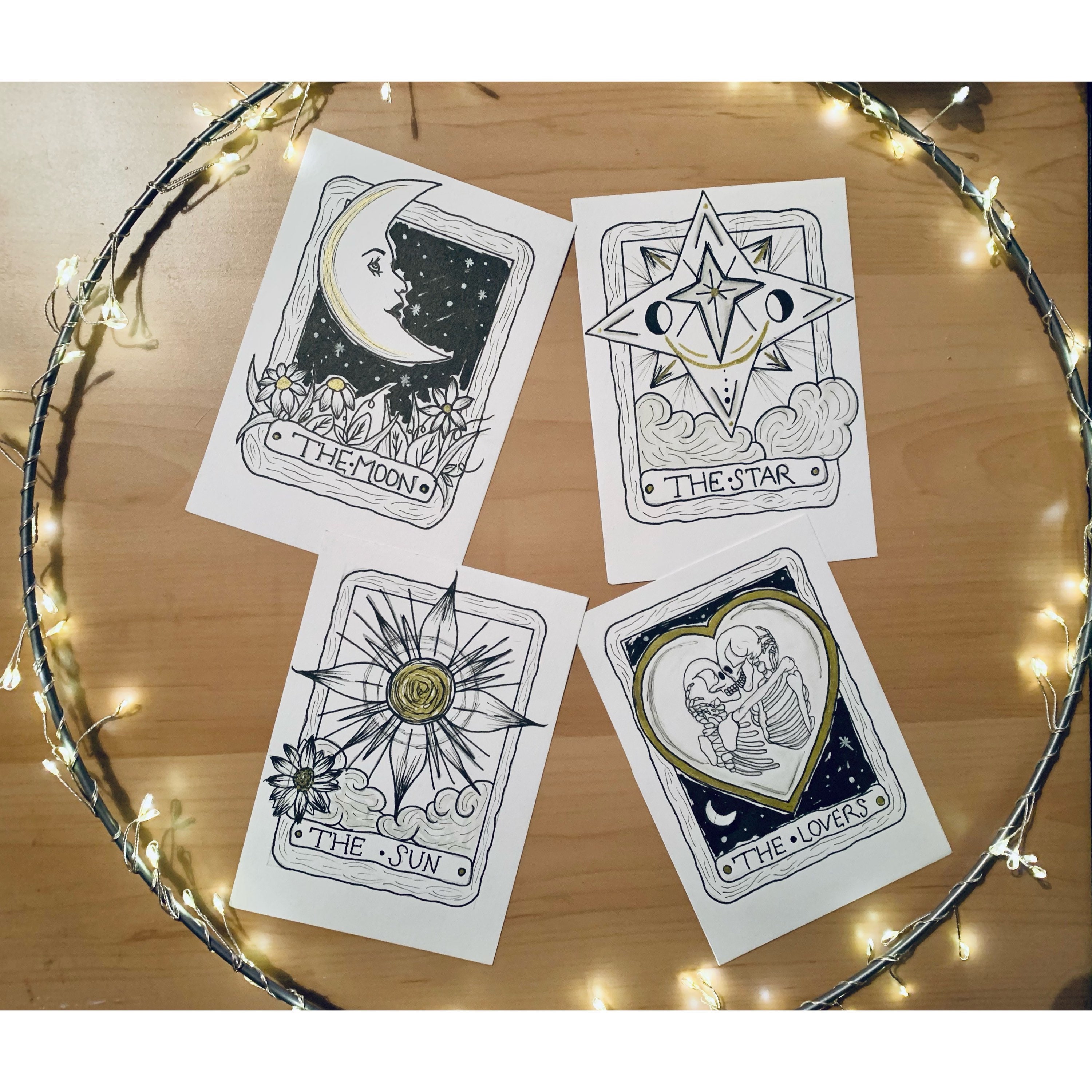 Tarot Card Pen Drawings Card Reading Tarot Card Art Witch - Etsy