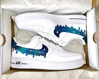 Custom Air Force 1 | custom trainers | painted trainers | personalised trainers | custom sneakers | galaxy drip | drip tick | space |