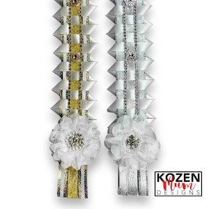 Senior Mum Braid Silver OR Gold Scallop Ribbon with Bling Option, Texas Champion Style for Homecoming Mums and Garters, Senior Gift