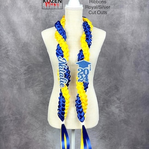 Graduation Twisted Lei Made from Satin Ribbon; Class of 2024 Graduation Gift/Custom Lei/Braided Ribbon Lei/College Graduation