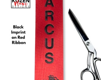 1-4 Yards MARCUS Black Imprint on Red Ribbon. 1 3/8" Wide Used for Homecoming Mums & Garters or Scrapbook Projects.