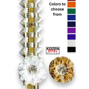 Gold Texas Champion braid for homecoming mum, elegant white scallop ribbon, bling customizable, perfect for mums or garters