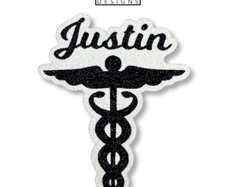 Personalized Athletic Medical Sign Glitter Paper Die Cut for Sports Medicine Used for Homecoming Mums, Garters, and Senior Projects.