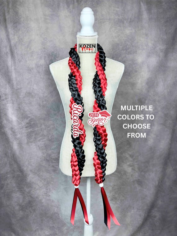 Custom Twisted Graduation Lei for Class of 2026, High School & College Senior Night Gift. 5 1/2 Feet Long. Handmade in USA