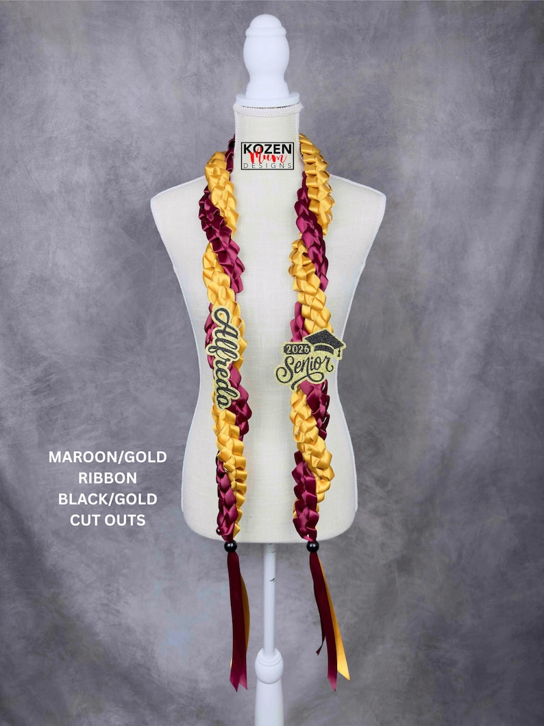 5.5' Festive Graduation Twisted Lei Made from Satin Ribbon. Class of 2026. Custom Gift for College, High School Graduation, or Senior Night. image 15