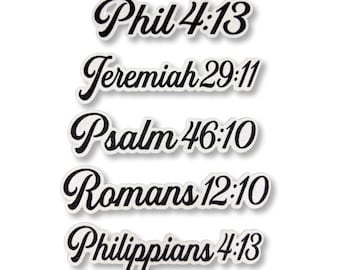 Custom Bible Verse Reference Glitter Paper Die Cut in Gardenia Font for Homecoming Mums and Garters: Choose Any Bible Verse.