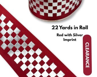 Silver Imprint on Red Ribbon, #16 Ribbon, 1 roll of 22 yards, Used for Homecoming Mums, Garters and Wreaths
