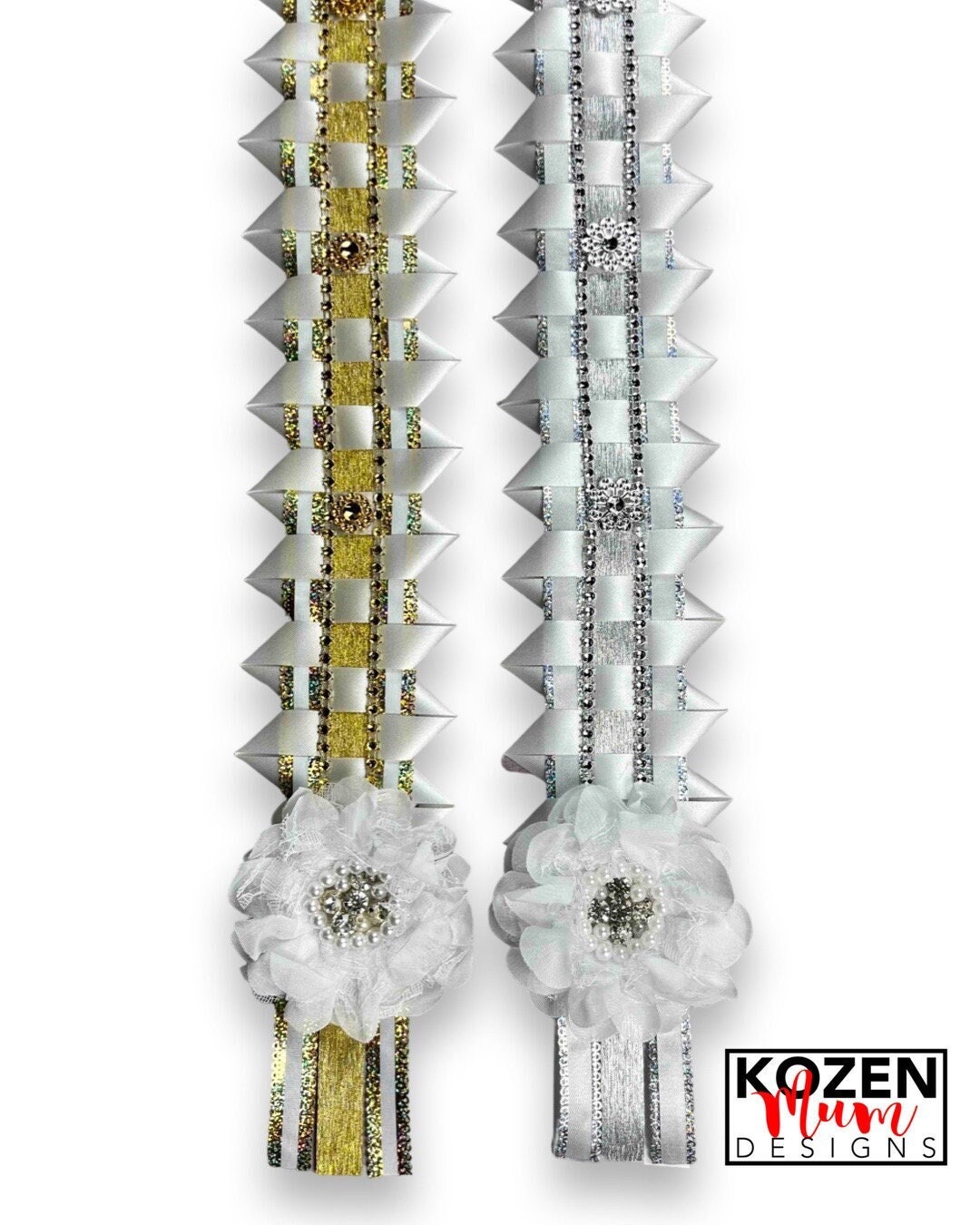 Senior Mum Braid Silver OR Gold Scallop Ribbon with Bling Option, Texas Champion Style for Homecoming Mums and Garters, Senior Gift