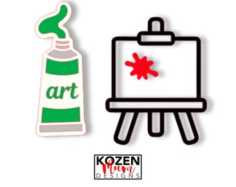 Art Easel or Paint Tube Die Cuts on Glitter Paper for Homecoming Mums, Garters, Scrapbooks, or Senior Decor.
