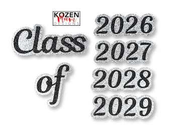 Glitter Paper Class Of 2026-2029 Marigold Font Die Cuts, for Homecoming Mum Embellishments or Scrapbooks.