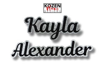 Custom Name Glitter Paper Die Cut in Marigold Font, for Homecoming Mums and Garters, Ideal Gift for Senior Night Celebrations & Projects