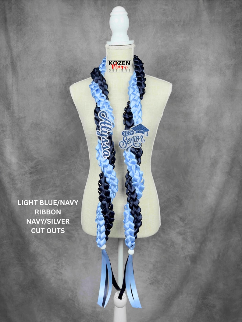 5.5' Festive Graduation Twisted Lei Made from Satin Ribbon. Class of 2026. Custom Gift for College, High School Graduation, or Senior Night. image 13