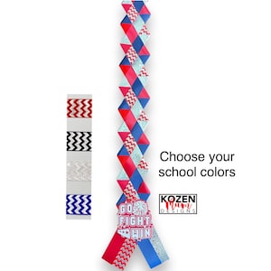 Victory Braid with Chevron Silver Imprint Ribbon for Homecoming Mum or Garter with Bling Option; Personalized School Colors