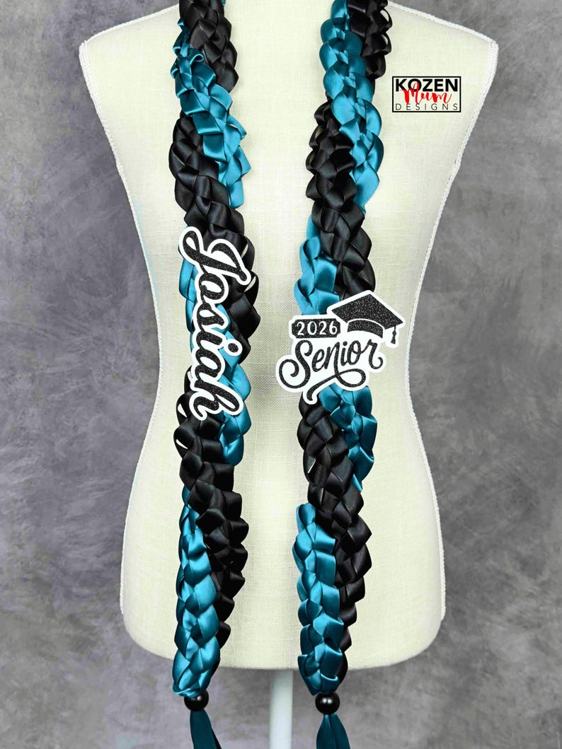 5.5' Festive Graduation Twisted Lei Made from Satin Ribbon. Class of 2026. Custom Gift for College, High School Graduation, or Senior Night. image 1