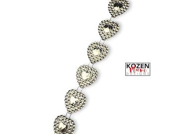 Light Gold Heart Bling Trim by the Yard – Metallic Heart Homecoming Mum Trim, Bridal, Pageant, Dance & Craft Embellishment