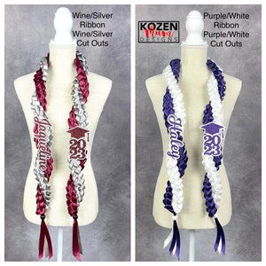 Graduation Twisted Lei Made from Satin Ribbon; Class of 2023, Class of 2024 Graduation Gift/Custom Lei/Braided Ribbon Lei/College Graduation