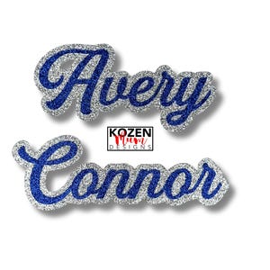 Name font in Glitter Paper for Homecoming Mum and Garter. Gardenia Font Has All Colors Available. 2 Sizes: Approximately 1.6&quot; tall & 3&quot; tall