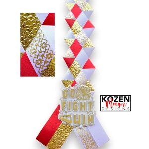 Gold Victory Braid Homecoming Mum with Custom Imprint Ribbon & Glitter Mesh, Rhinestone Flower Accents for a Glam Touch