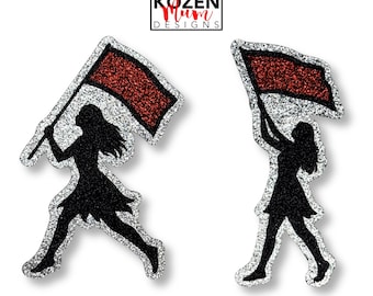 Color Guard Girl with Flag Glitter Paper Cut Out Scrapbook Decoration, Homecoming Mums & Senior Projects, Perfect Flag Corps Gift