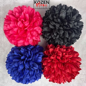 Vibrant Mum Flowers in Black, Red, Royal Blue or Hot Pink, 7.25&quot; Used for Homecoming Mums & Garters, Ideal for Special Celebrations