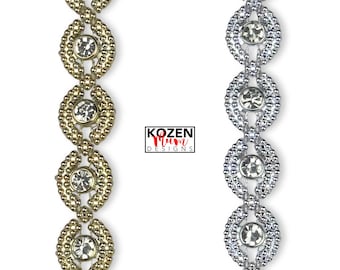 Gold or Silver Crystal Homecoming Mum Trim - Infinity Rhinestone Bling Trim by the Yard, Bridal, Pageant & Craft Embellishment