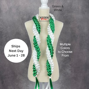 Twisted Graduation Lei Made from Satin Ribbon Great for High School Graduation or Senior Night Gift. Choose Your Color. Handmade in USA.