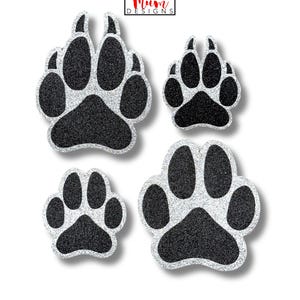 Paw Print Glitter Paper Die Cuts for Homecoming Mums and Garters. Mascots: Bears, Jaguars, Lions, Tigers, Panthers, Bulldogs, & Wildcats