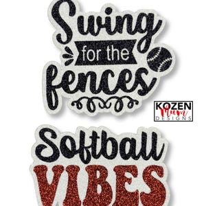 Softball Sayings Glitter Paper Die Cuts Used for Homecoming Mums, Garters, Scrapbooks, Player Gifts, and Senior Projects and Pennants