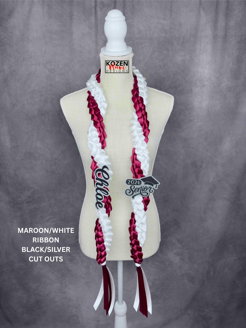 5.5' Festive Graduation Twisted Lei Made from Satin Ribbon. Class of 2026. Custom Gift for College, High School Graduation, or Senior Night. image 7