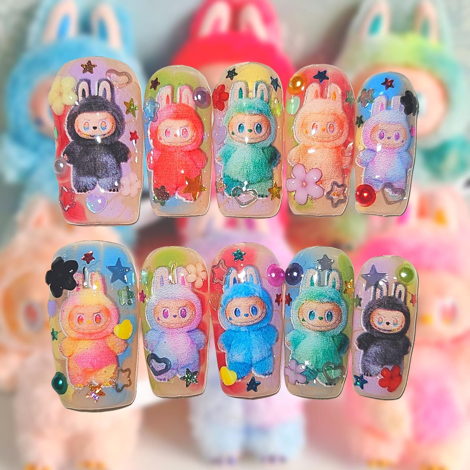 LABUBU // Cute Labubu Energy Deco Press On Fake Nails (APRES/Med)