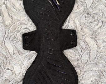 Black flannel colorful core, Gusher pad, 3” wide gusset, Reusable Pads, cloth pad, period pad, eco friendly pad, sanitary pad