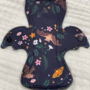 Midnight Bat garden, cotton, Bat Shaped pad, bat pad, Reusable Pads, cloth pad, period pad, eco friendly pad, sanitary pad