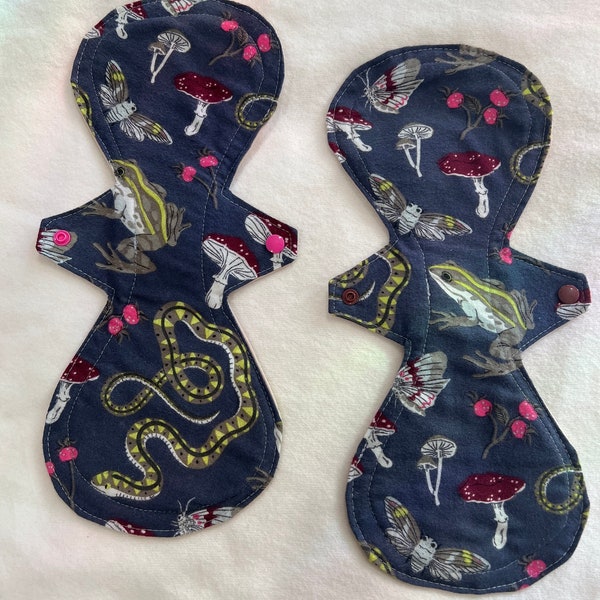 Navy forest, wide gusset, reusable pad, cloth pad, period pad, eco friendly pad, sanitary pad