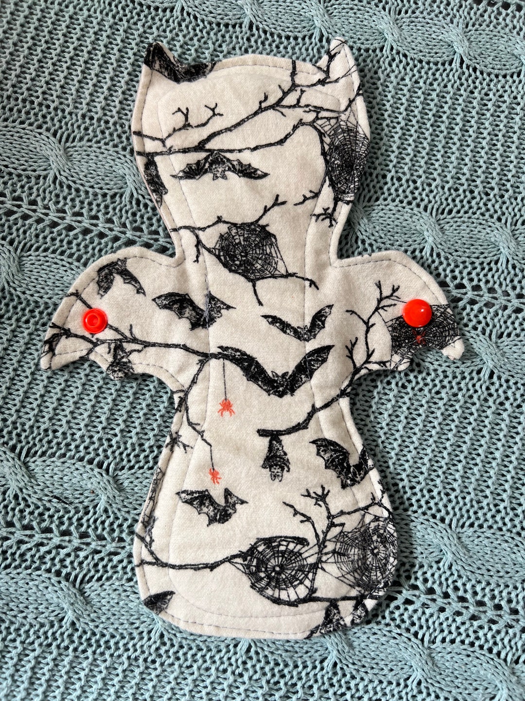 Spiders and Bats, Bat Shaped Pad, Reusable Pads, Cloth Pad, Period Pad