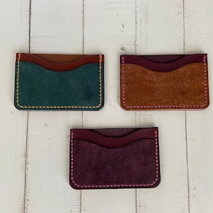 Tarjetero minimalista hecho a mano, tarjetero EDC, regalo para ella, regalo para él, Badalassi Carlo Pueblo & Wickett y Craig Veg Tan Leather