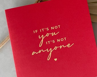 Carte amour feuille d'or « Si ce n'est pas vous, ce n'est pas n'importe qui » Citation de Justin Bieber |  Anniversaire Saint-Valentin, petite amie petit ami femme