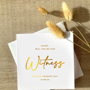 Carte de proposition de témoin de mariage en feuille d'or brillant