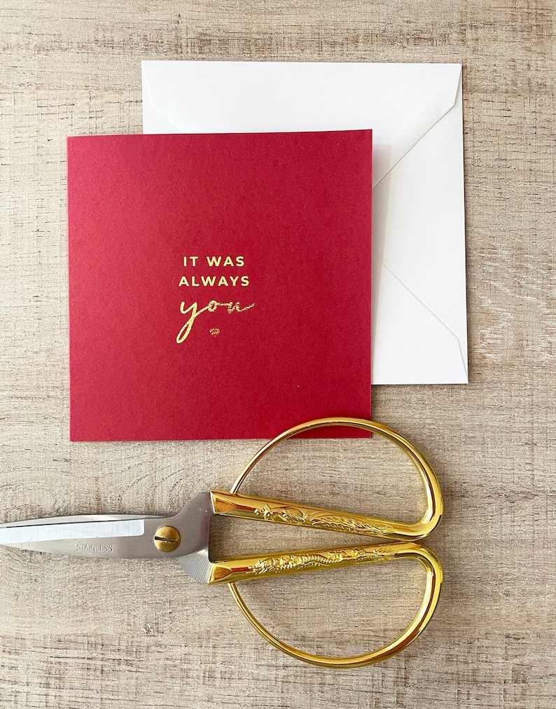 Carte d'amour en feuille d'or, citation « C'était toujours vous » | Anniversaire Saint-Valentin Anniversaire Mariage, Femme Mari Petite amie Petit ami image 4