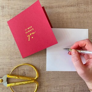 Carte d'amour en feuille d'or, citation « C'était toujours vous » | Anniversaire Saint-Valentin Anniversaire Mariage, Femme Mari Petite amie Petit ami image 3