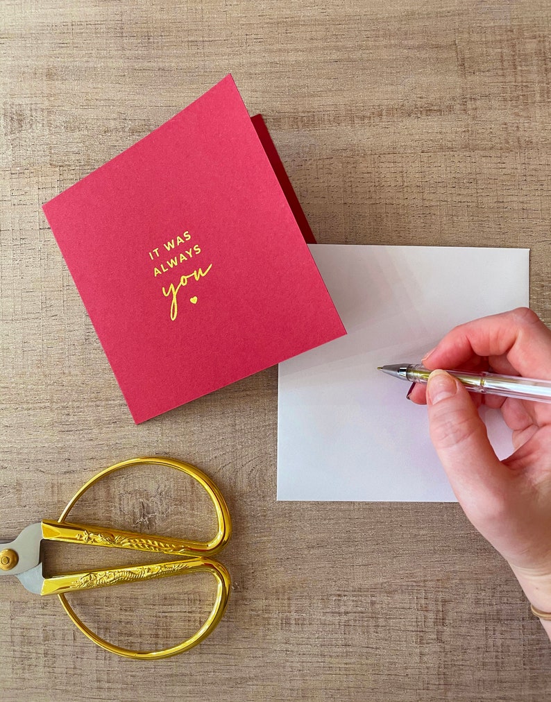 Carte d'amour en feuille d'or, citation « C'était toujours vous » | Anniversaire Saint-Valentin Anniversaire Mariage, Femme Mari Petite amie Petit ami image 3