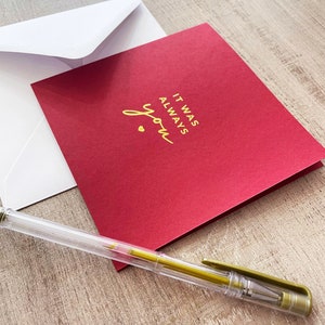Carte d'amour en feuille d'or, citation « C'était toujours vous » | Anniversaire Saint-Valentin Anniversaire Mariage, Femme Mari Petite amie Petit ami image 5