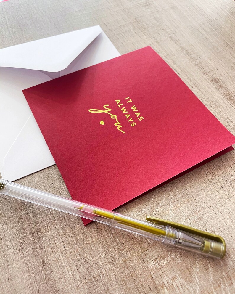 Carte d'amour en feuille d'or, citation « C'était toujours vous » | Anniversaire Saint-Valentin Anniversaire Mariage, Femme Mari Petite amie Petit ami image 5