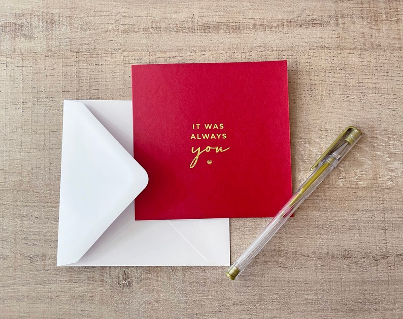 Carte d'amour en feuille d'or, citation « C'était toujours vous » | Anniversaire Saint-Valentin Anniversaire Mariage, Femme Mari Petite amie Petit ami image 2
