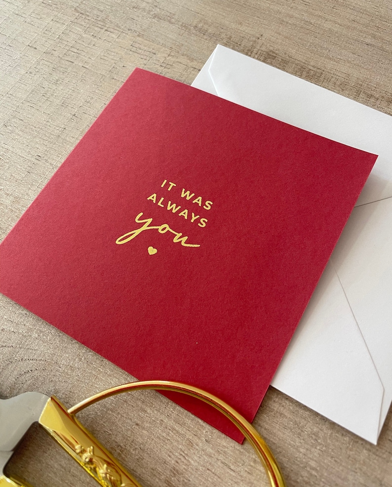 Carte d'amour en feuille d'or, citation « C'était toujours vous » | Anniversaire Saint-Valentin Anniversaire Mariage, Femme Mari Petite amie Petit ami image 1
