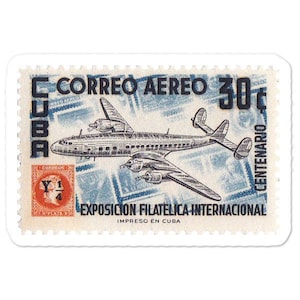 1950s Vintage Cuba Aviation Stamp - Bubble-free stickers